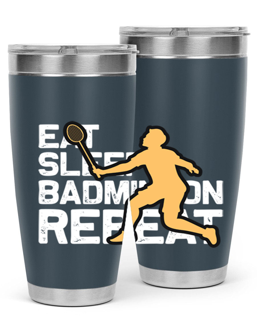 Eat 1286# Badminton Tumbler, a 20oz double wall vacuum stainless steel tumbler with a sleek design and drink-thru lid.