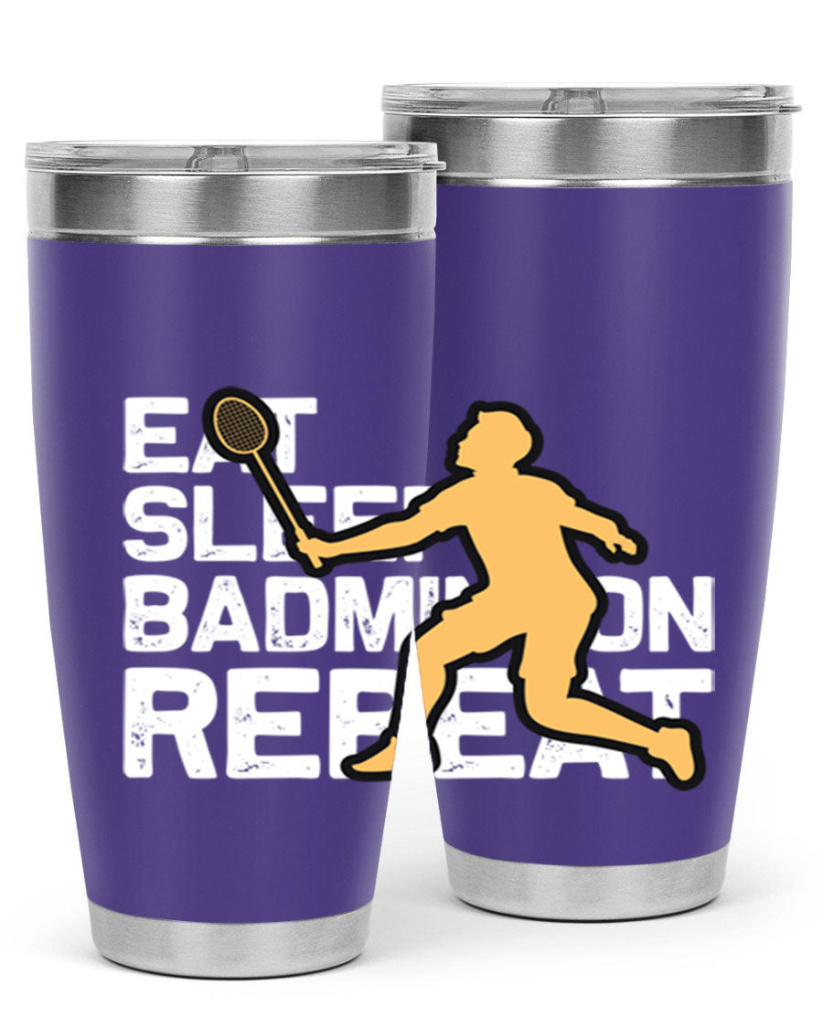 Eat 1286# Badminton Tumbler, a 20oz double wall vacuum stainless steel tumbler with a sleek design and drink-thru lid.