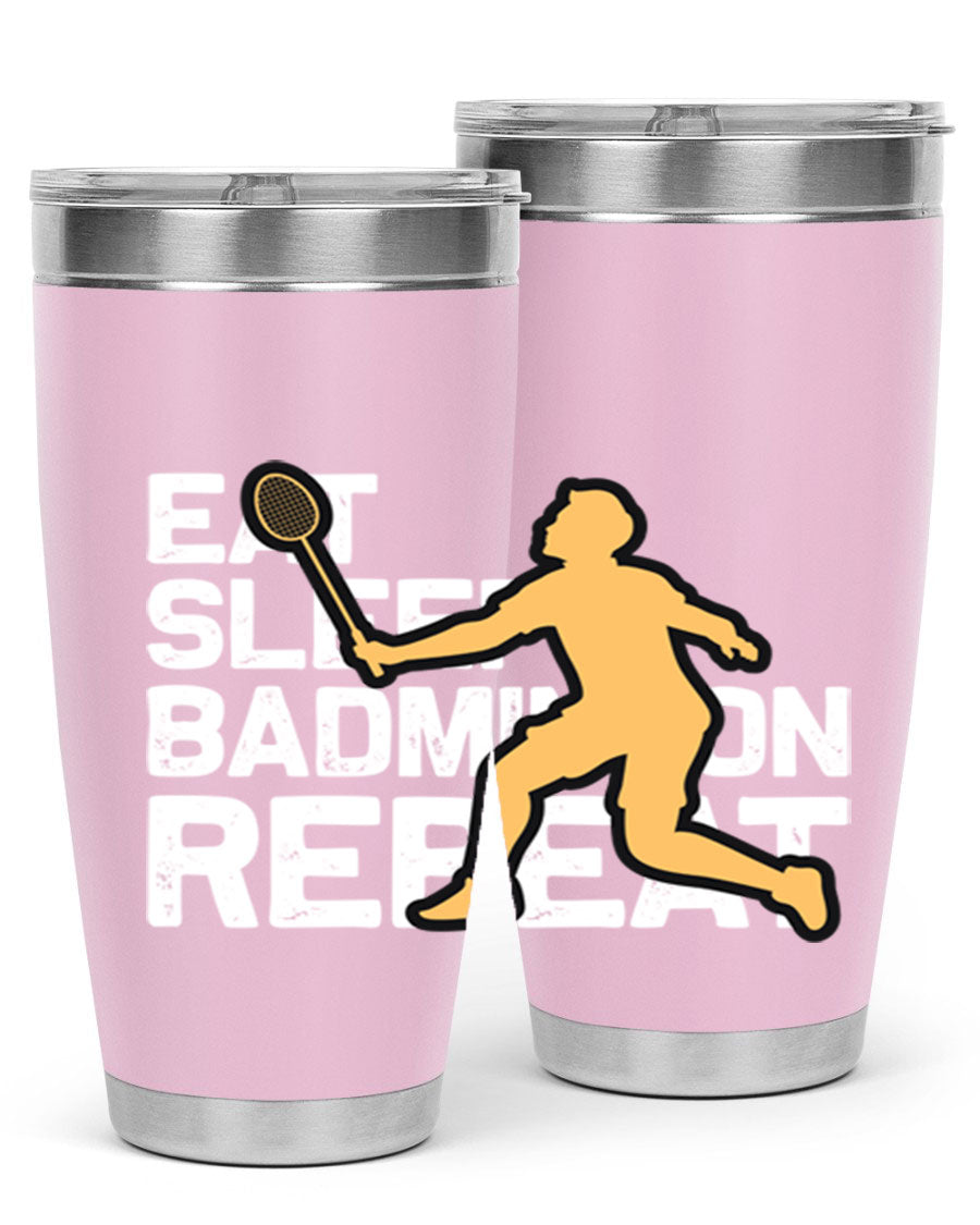 Eat 1286# Badminton Tumbler, a 20oz double wall vacuum stainless steel tumbler with a sleek design and drink-thru lid.