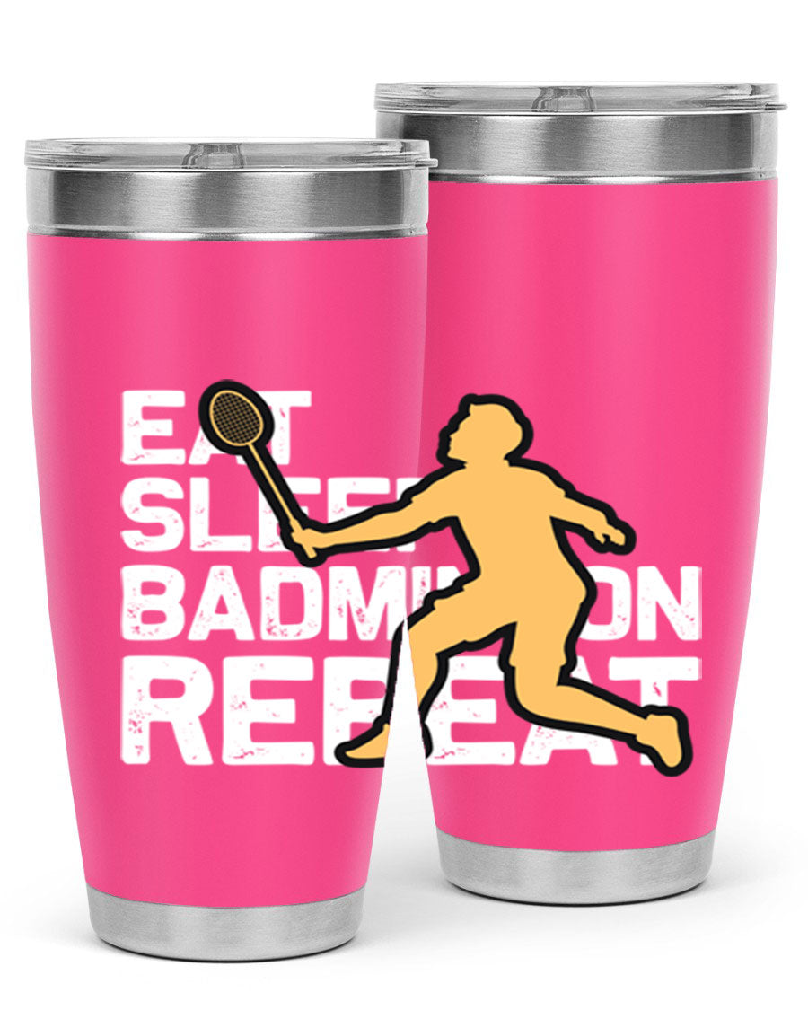 Eat 1286# Badminton Tumbler, a 20oz double wall vacuum stainless steel tumbler with a sleek design and drink-thru lid.