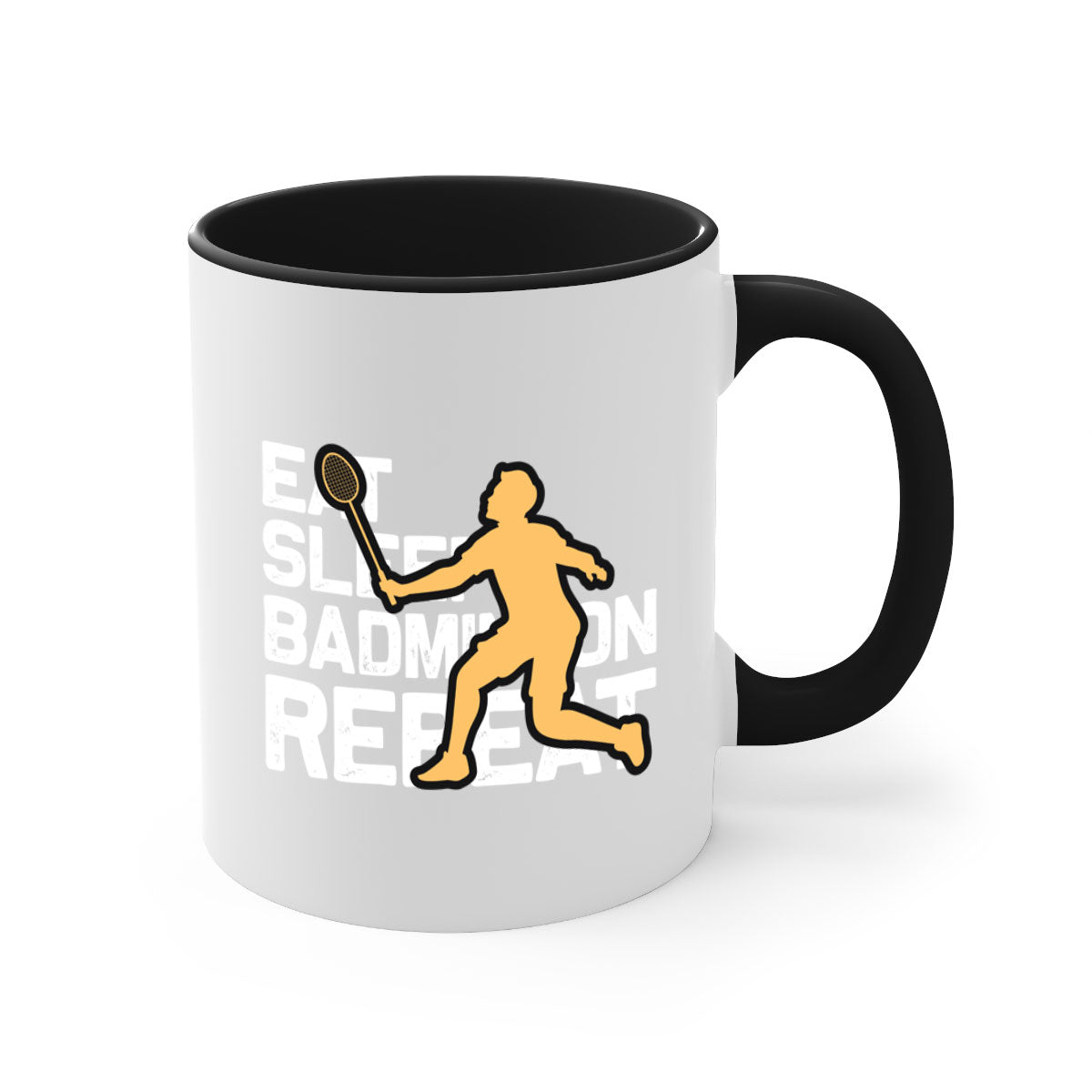 Eat 1286# badminton mug with a glossy finish, featuring a colored handle and interior, available in multiple colors.