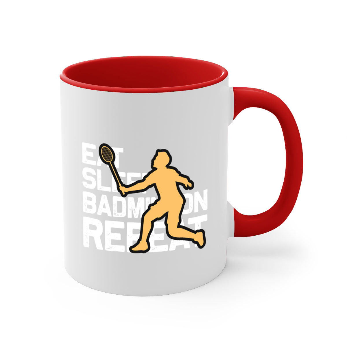 Eat 1286# badminton mug with a glossy finish, featuring a colored handle and interior, available in multiple colors.