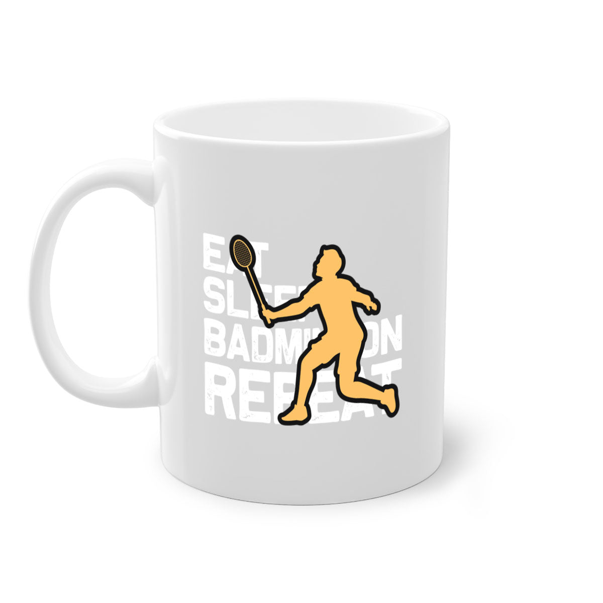 Eat 1286# badminton mug with a glossy finish, featuring a colored handle and interior, available in multiple colors.