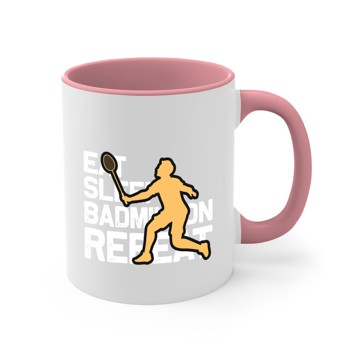 Eat 1286# badminton mug with a glossy finish, featuring a colored handle and interior, available in multiple colors.