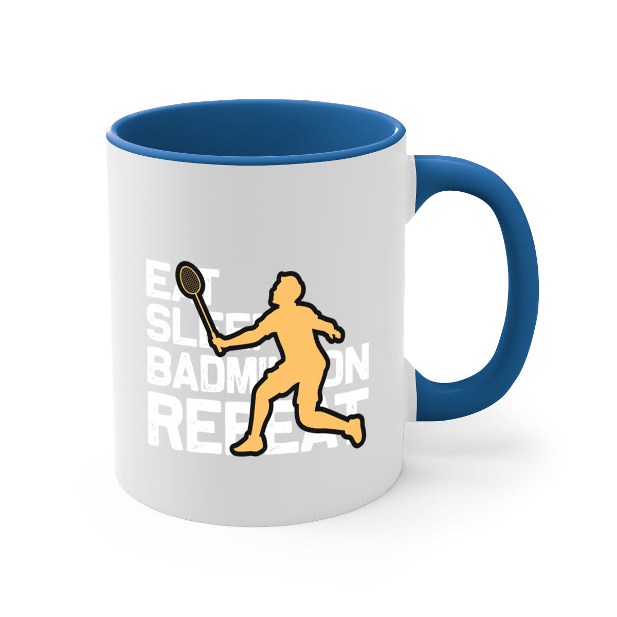 Eat 1286# badminton mug with a glossy finish, featuring a colored handle and interior, available in multiple colors.
