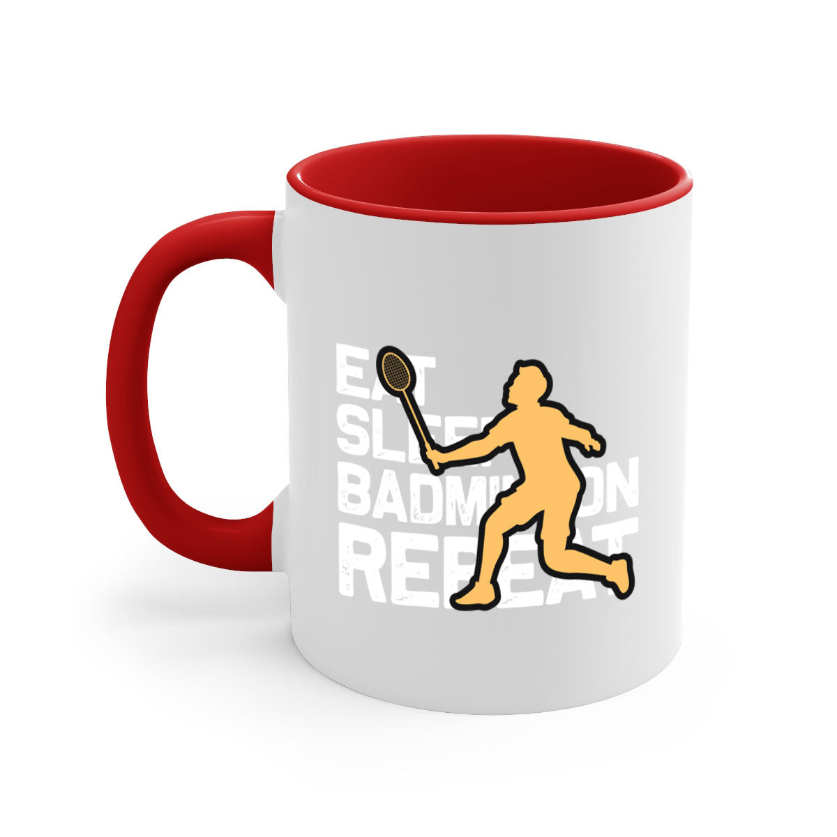 Eat 1286# badminton mug with a glossy finish, featuring a colored handle and interior, available in multiple colors.