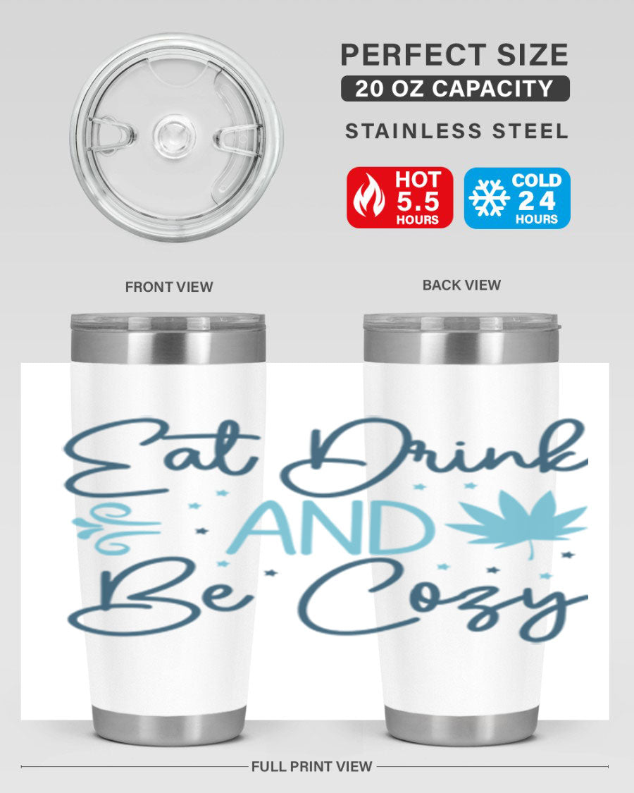 A cozy winter tumbler featuring a stylish design, available in 20oz and 30oz sizes, made from double wall vacuum stainless steel.