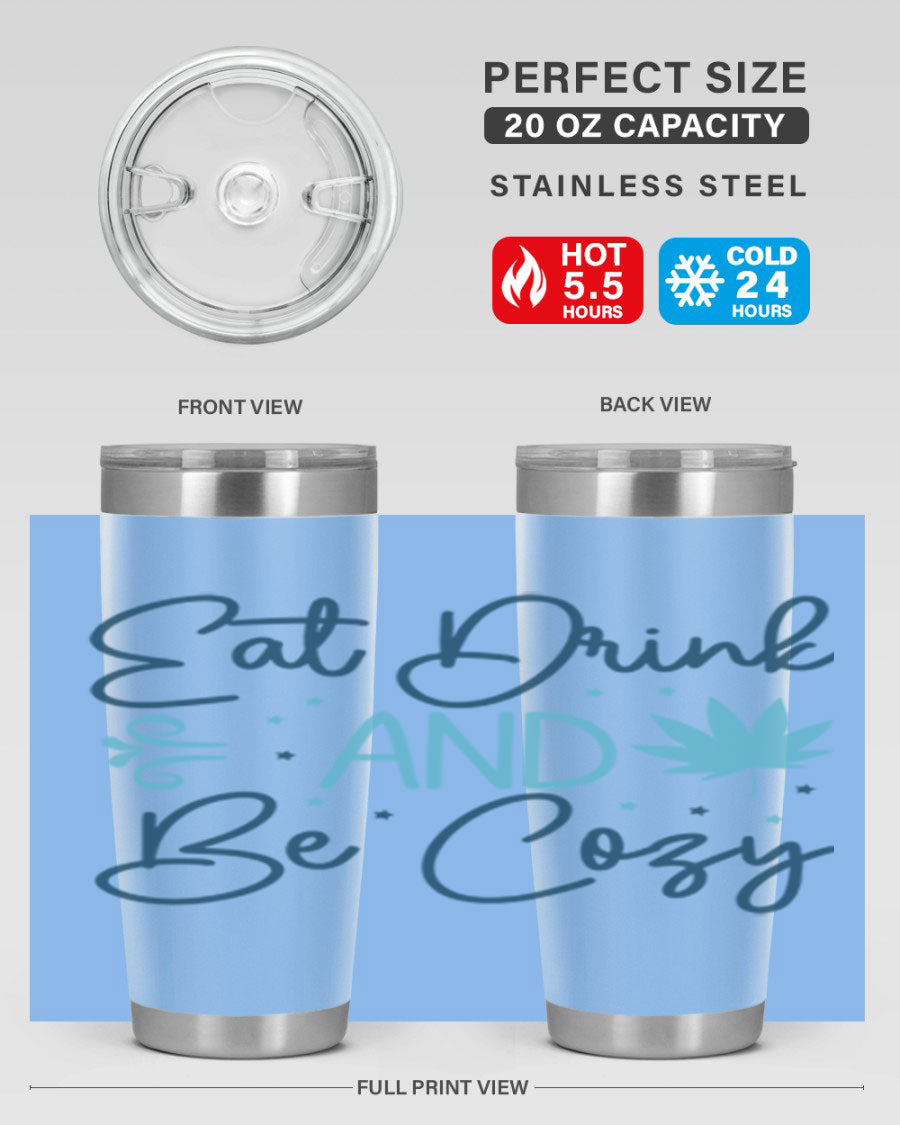 A cozy winter tumbler featuring a stylish design, available in 20oz and 30oz sizes, made from double wall vacuum stainless steel.