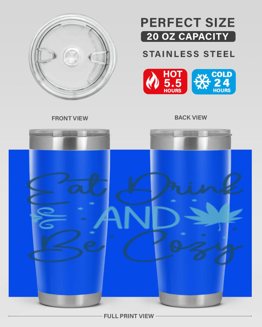 A cozy winter tumbler featuring a stylish design, available in 20oz and 30oz sizes, made from double wall vacuum stainless steel.