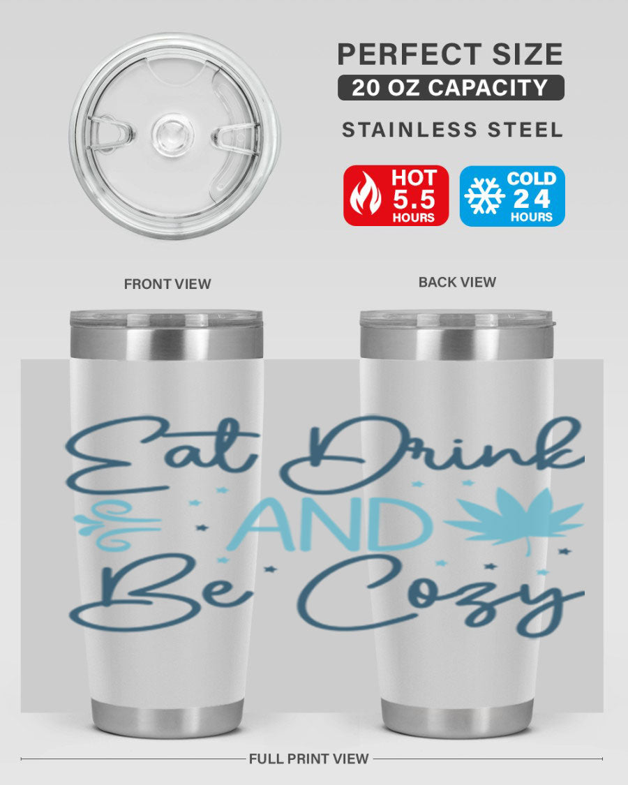 A cozy winter tumbler featuring a stylish design, available in 20oz and 30oz sizes, made from double wall vacuum stainless steel.