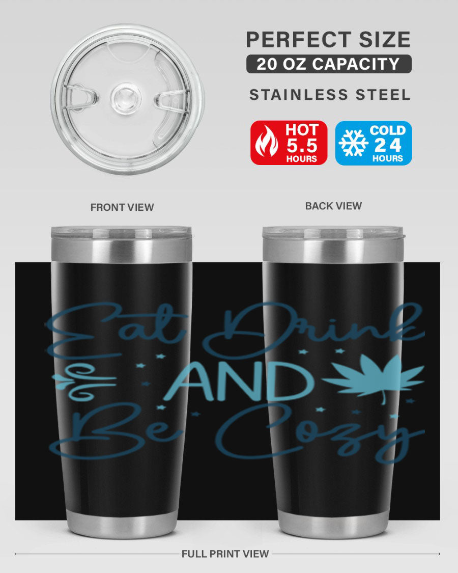 A cozy winter tumbler featuring a stylish design, available in 20oz and 30oz sizes, made from double wall vacuum stainless steel.