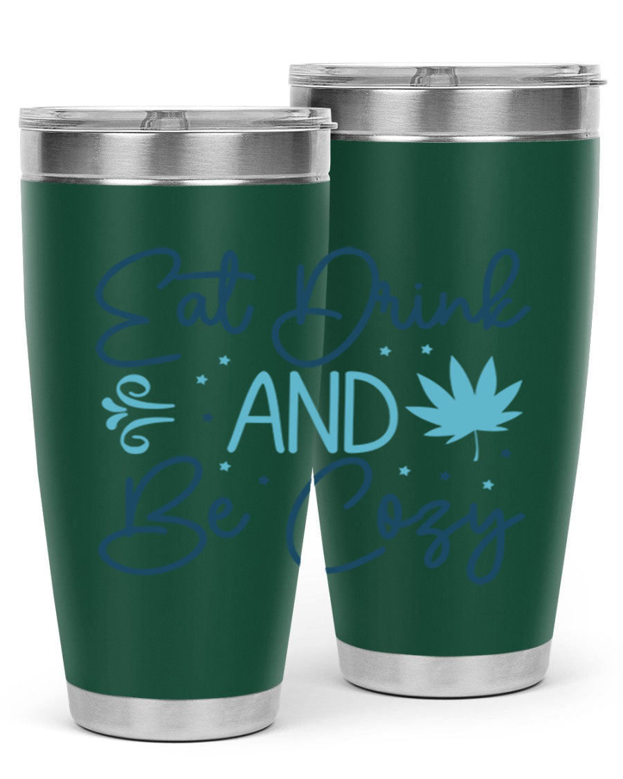 A cozy winter tumbler featuring a stylish design, available in 20oz and 30oz sizes, made from double wall vacuum stainless steel.