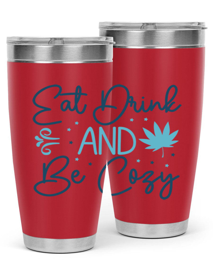 A cozy winter tumbler featuring a stylish design, available in 20oz and 30oz sizes, made from double wall vacuum stainless steel.
