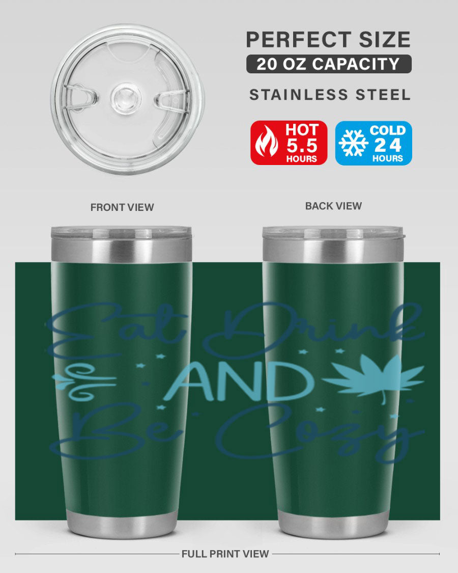 A cozy winter tumbler featuring a stylish design, available in 20oz and 30oz sizes, made from double wall vacuum stainless steel.