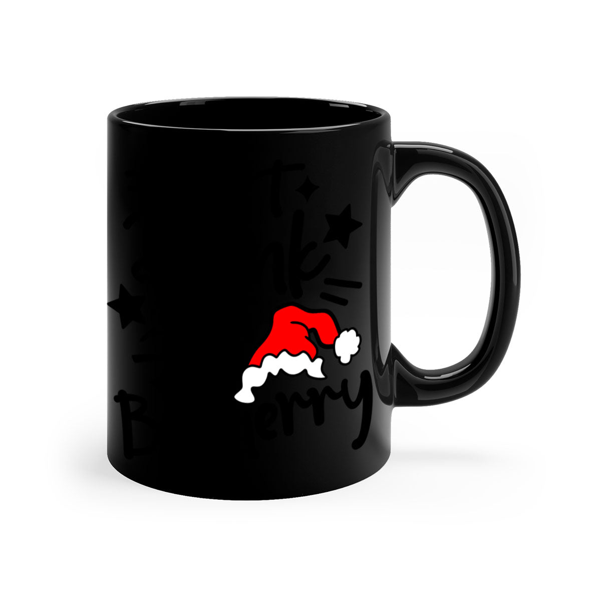 Eat Drink and Be Merry Christmas Mug with colorful handle and glossy finish, available in multiple sizes.