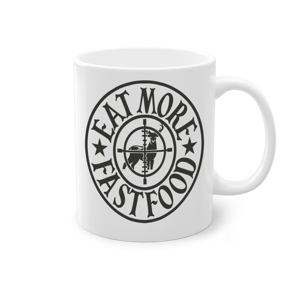 Eat more fast food 14# Mug with colorful handle and glossy finish, available in multiple sizes.