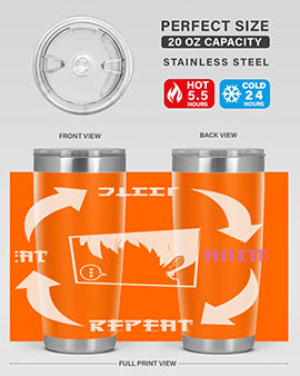 Eat Sleep Anime Repeat Anime Anime Tumbler showcasing vibrant anime-themed design, double wall vacuum stainless steel construction, and drink-thru lid.