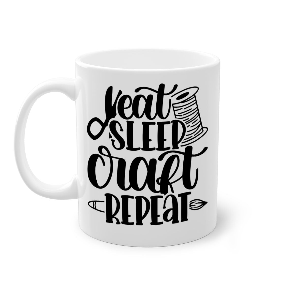 Eat Sleep Craft Repeat 29# Mug with colorful handle and glossy finish, available in multiple colors and sizes.