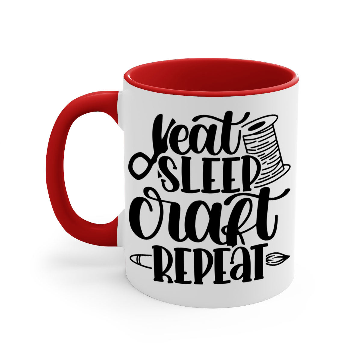 Eat Sleep Craft Repeat 29# Mug with colorful handle and glossy finish, available in multiple colors and sizes.