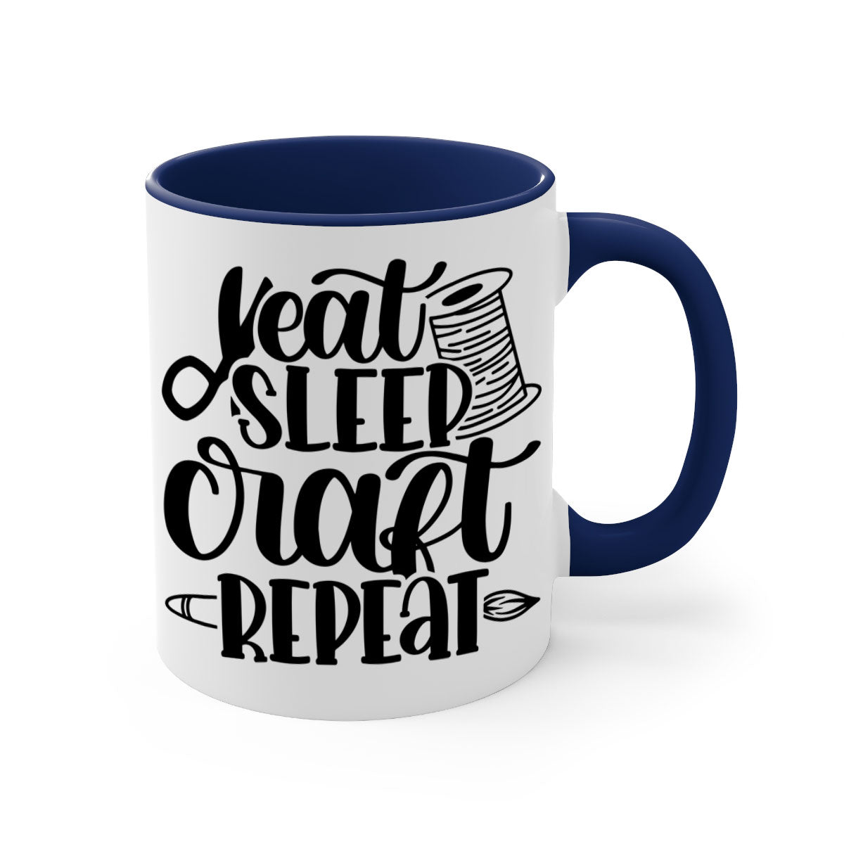 Eat Sleep Craft Repeat 29# Mug with colorful handle and glossy finish, available in multiple colors and sizes.