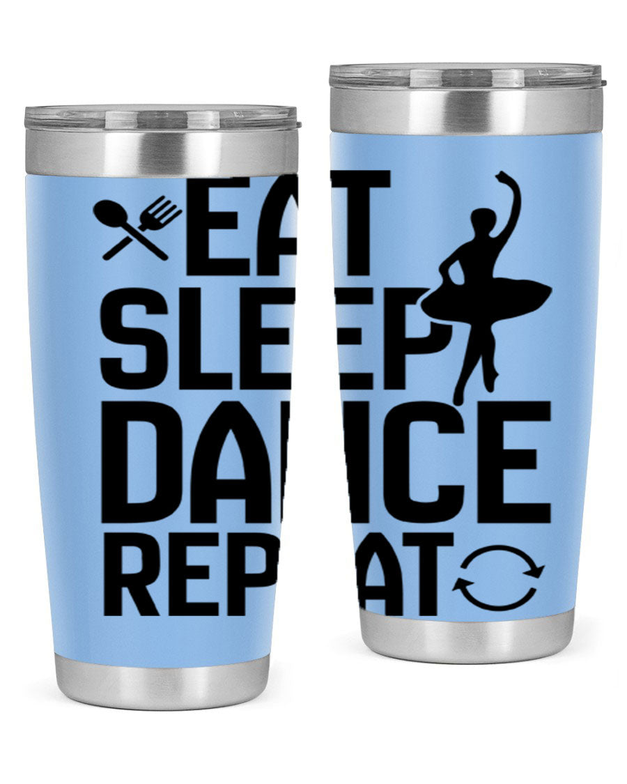 Eat Sleep Dance Repeat 35# Tumbler in stainless steel with a vibrant print, showcasing a dance theme, perfect for hot and cold beverages.