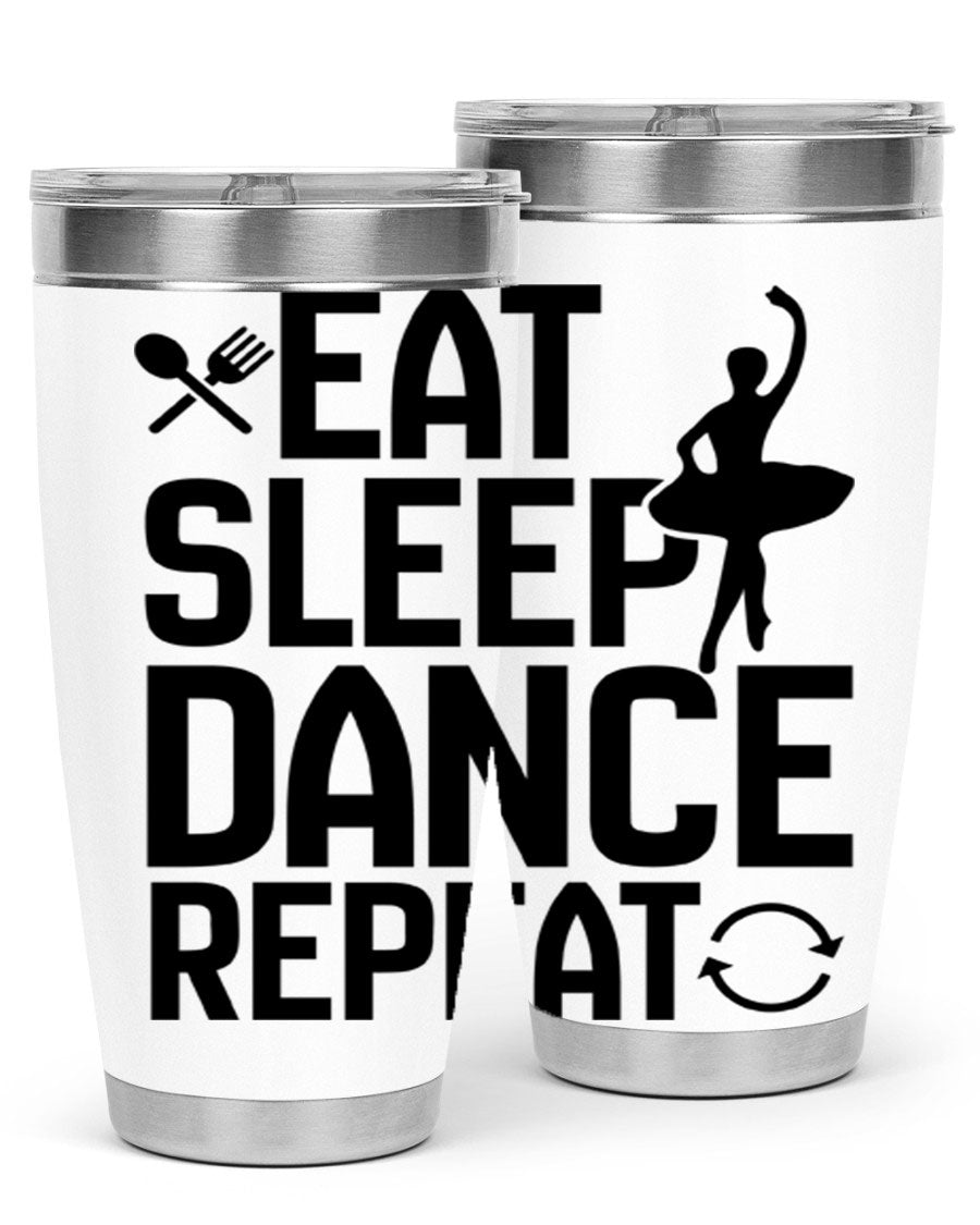 Eat Sleep Dance Repeat 35# Tumbler in stainless steel with a vibrant print, showcasing a dance theme, perfect for hot and cold beverages.