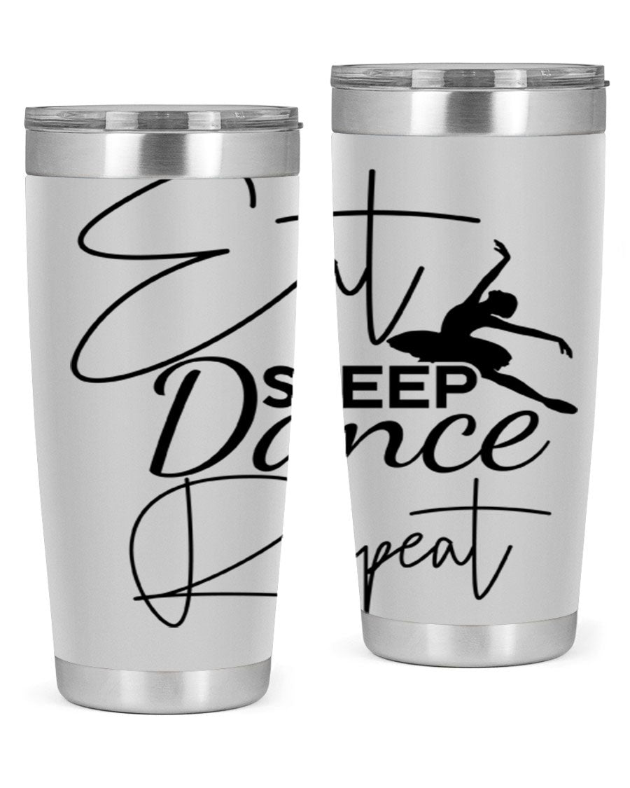 Eat Sleep Dance Repeat 36# Tumbler in stainless steel with a vibrant print, showcasing a dance theme, perfect for hot and cold beverages.