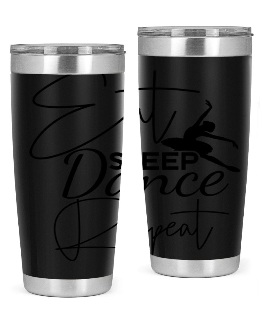 Eat Sleep Dance Repeat 36# Tumbler in stainless steel with a vibrant print, showcasing a dance theme, perfect for hot and cold beverages.