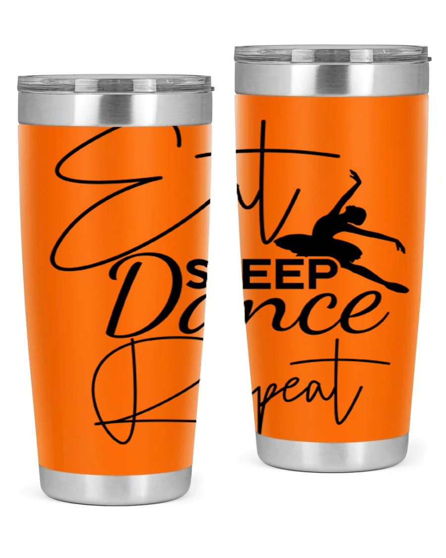 Eat Sleep Dance Repeat 36# Tumbler in stainless steel with a vibrant print, showcasing a dance theme, perfect for hot and cold beverages.