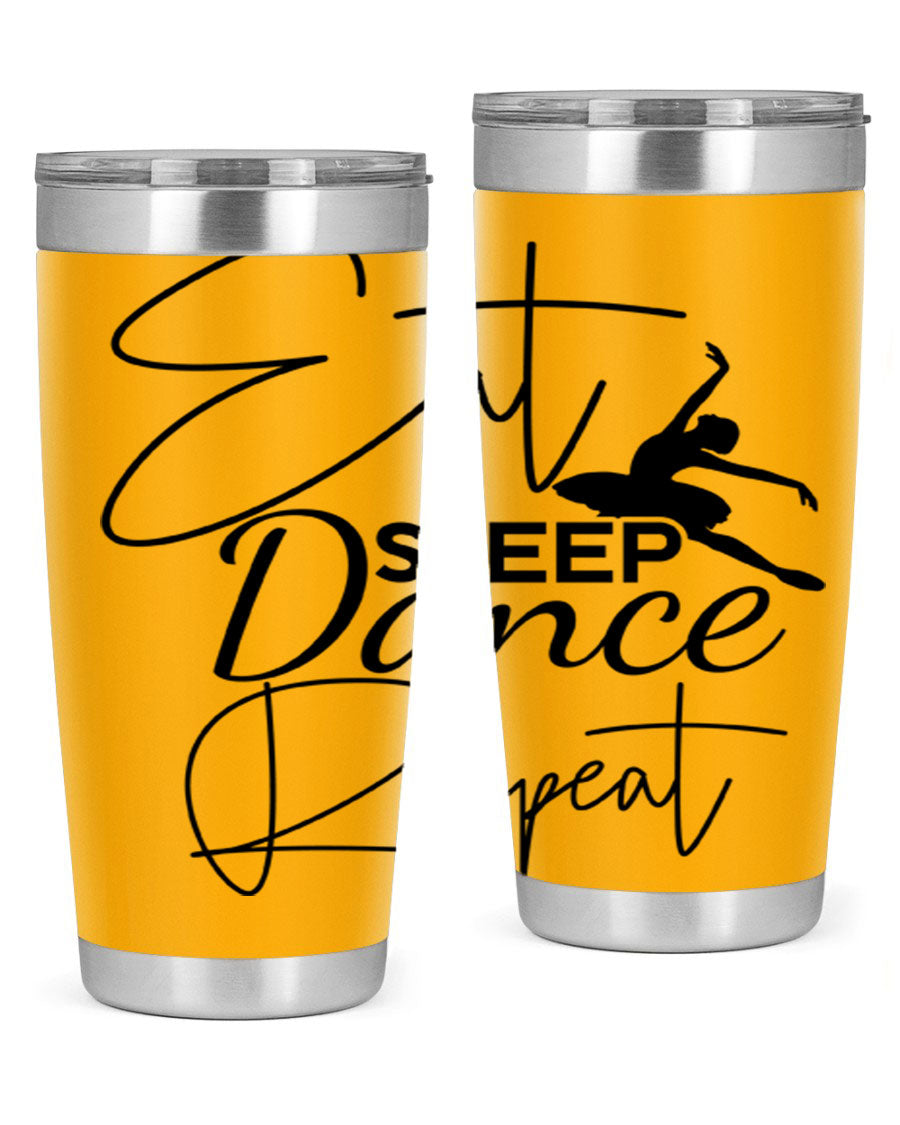 Eat Sleep Dance Repeat 36# Tumbler in stainless steel with a vibrant print, showcasing a dance theme, perfect for hot and cold beverages.