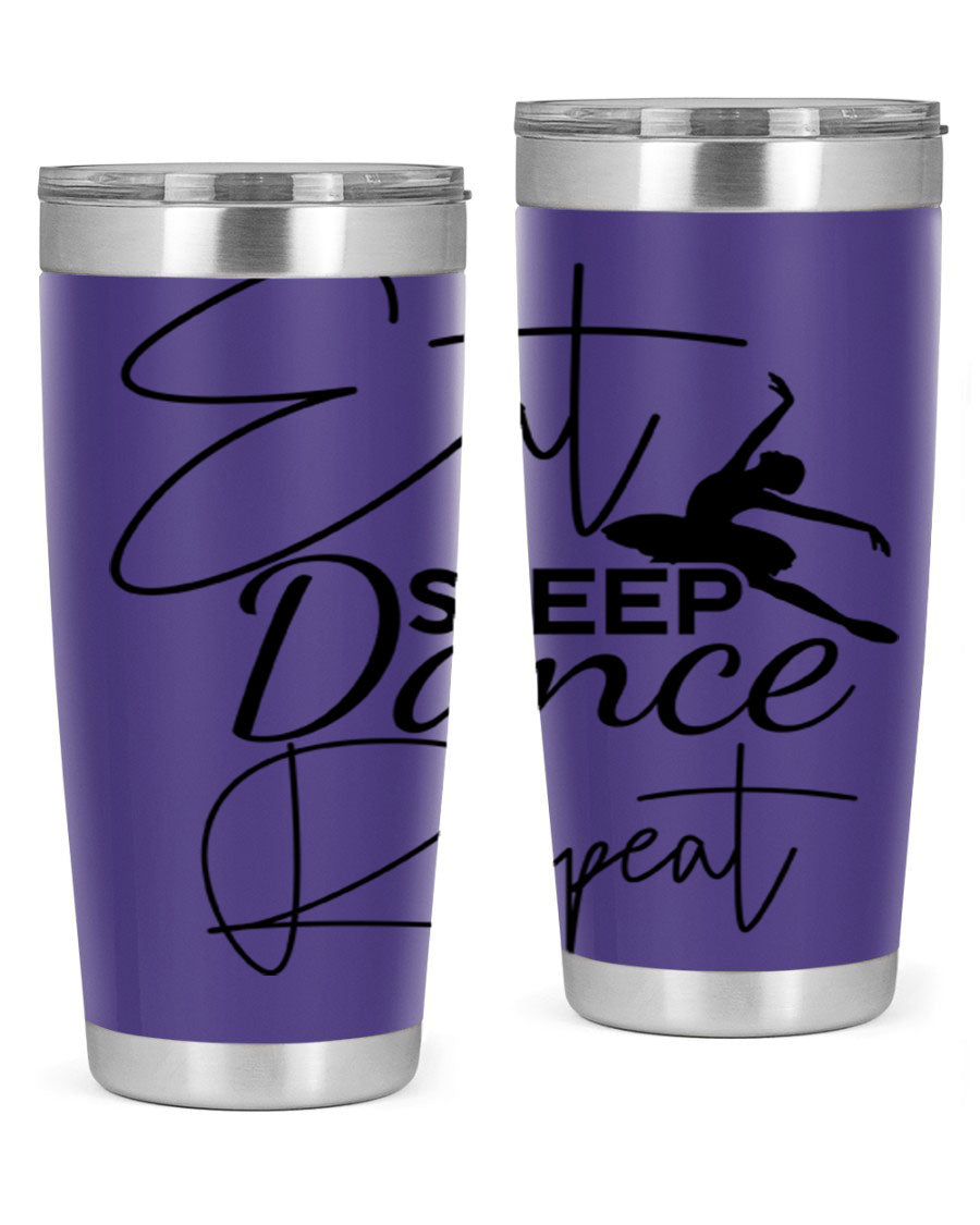 Eat Sleep Dance Repeat 36# Tumbler in stainless steel with a vibrant print, showcasing a dance theme, perfect for hot and cold beverages.