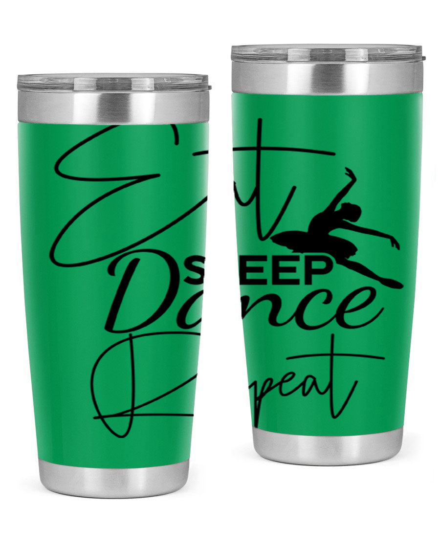 Eat Sleep Dance Repeat 36# Tumbler in stainless steel with a vibrant print, showcasing a dance theme, perfect for hot and cold beverages.