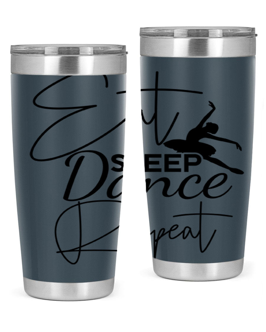 Eat Sleep Dance Repeat 36# Tumbler in stainless steel with a vibrant print, showcasing a dance theme, perfect for hot and cold beverages.