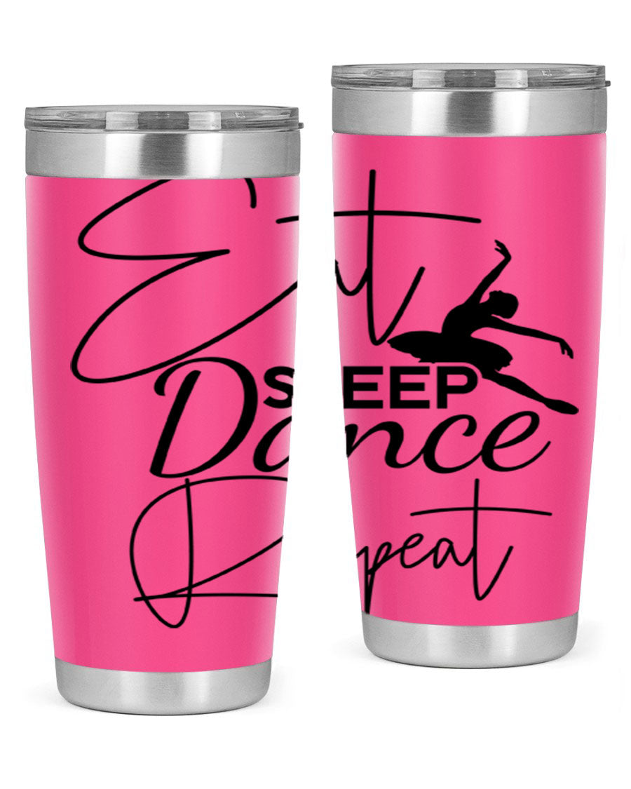 Eat Sleep Dance Repeat 36# Tumbler in stainless steel with a vibrant print, showcasing a dance theme, perfect for hot and cold beverages.