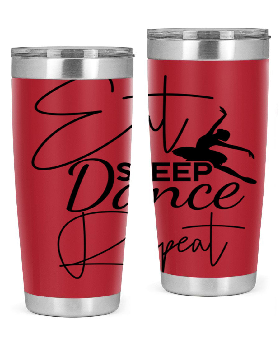 Eat Sleep Dance Repeat 36# Tumbler in stainless steel with a vibrant print, showcasing a dance theme, perfect for hot and cold beverages.