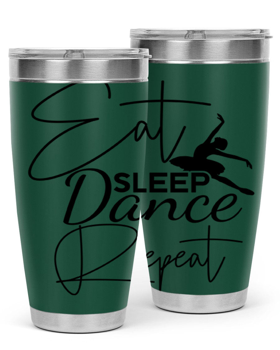 Eat Sleep Dance Repeat 36# Tumbler in stainless steel with a vibrant print, showcasing a dance theme, perfect for hot and cold beverages.
