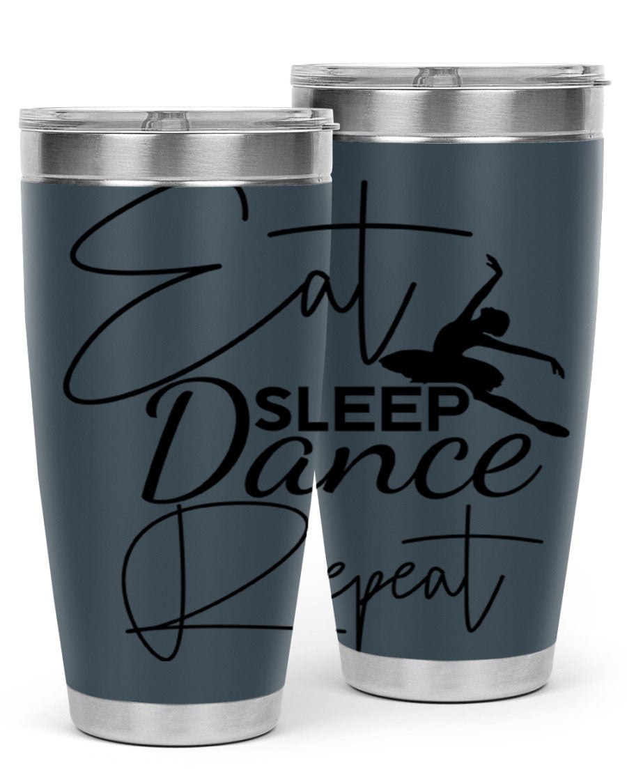 Eat Sleep Dance Repeat 36# Tumbler in stainless steel with a vibrant print, showcasing a dance theme, perfect for hot and cold beverages.