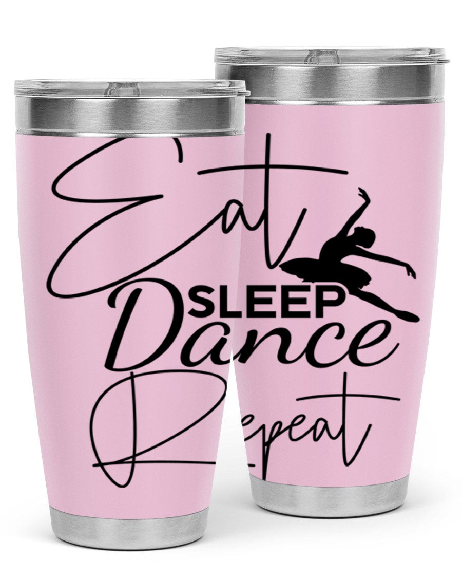 Eat Sleep Dance Repeat 36# Tumbler in stainless steel with a vibrant print, showcasing a dance theme, perfect for hot and cold beverages.