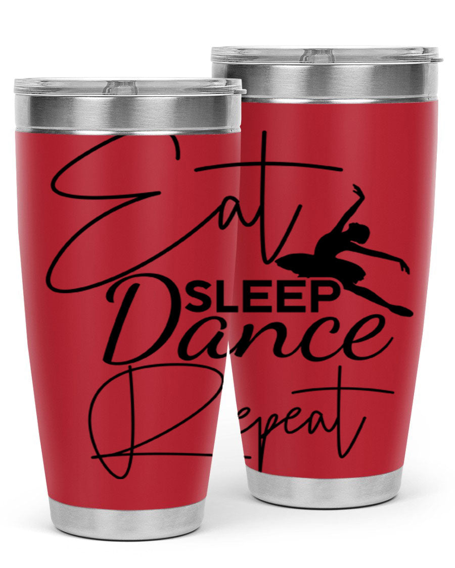 Eat Sleep Dance Repeat 36# Tumbler in stainless steel with a vibrant print, showcasing a dance theme, perfect for hot and cold beverages.