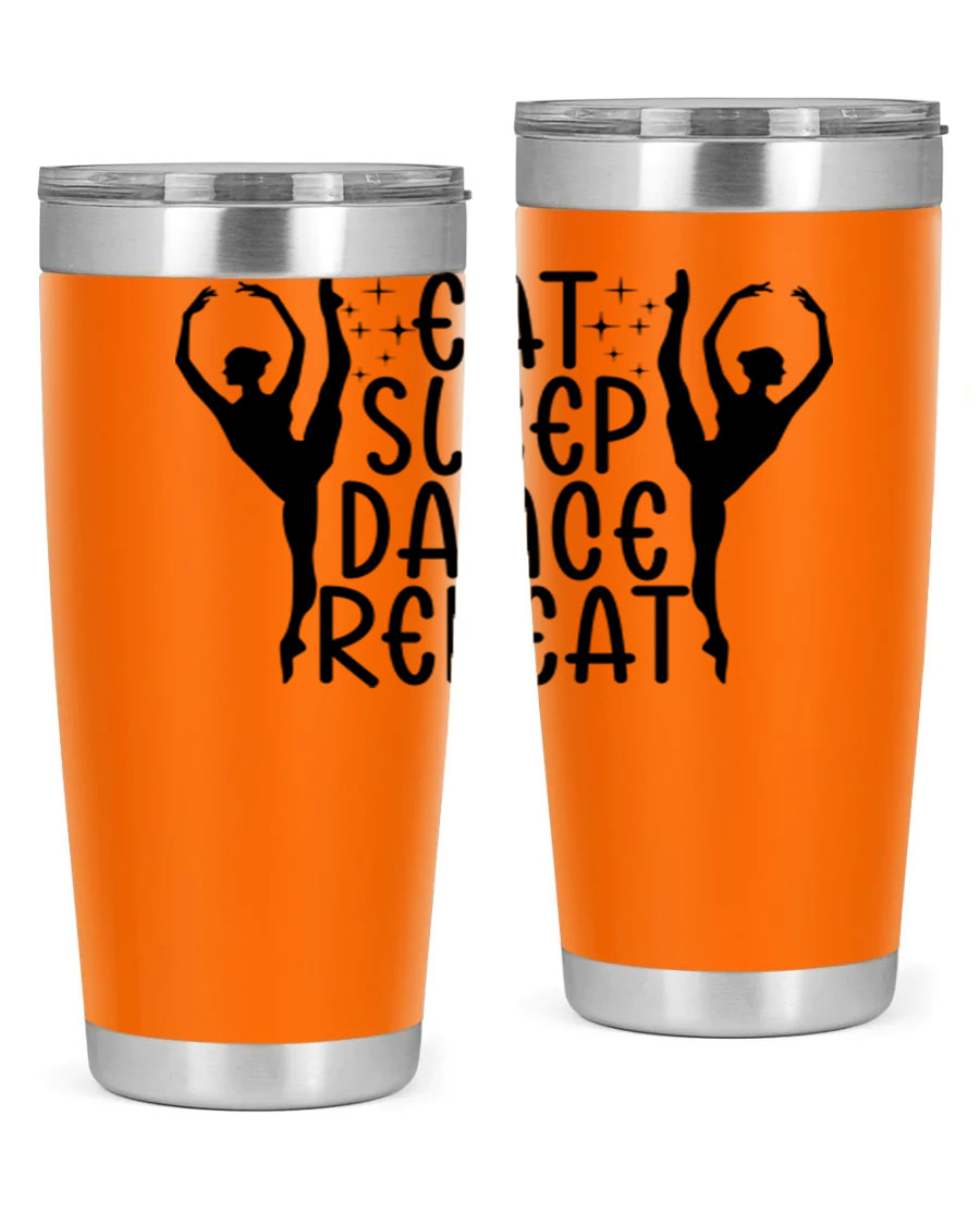 A stylish eat sleep dance repeat37# tumbler featuring a double wall vacuum design, perfect for keeping drinks hot or cold.