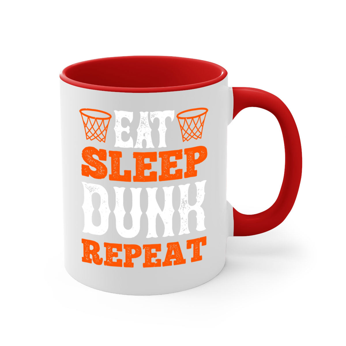 Eat Sleep Dunk Repeat 1283# Mug with colorful handle and interior, showcasing a glossy finish, perfect for basketball fans.