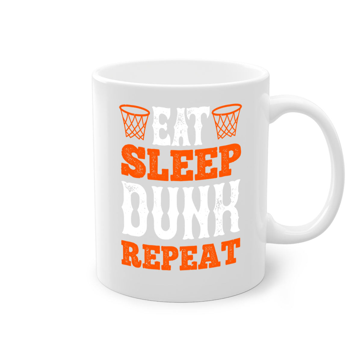 Eat Sleep Dunk Repeat 1283# Mug with colorful handle and interior, showcasing a glossy finish, perfect for basketball fans.