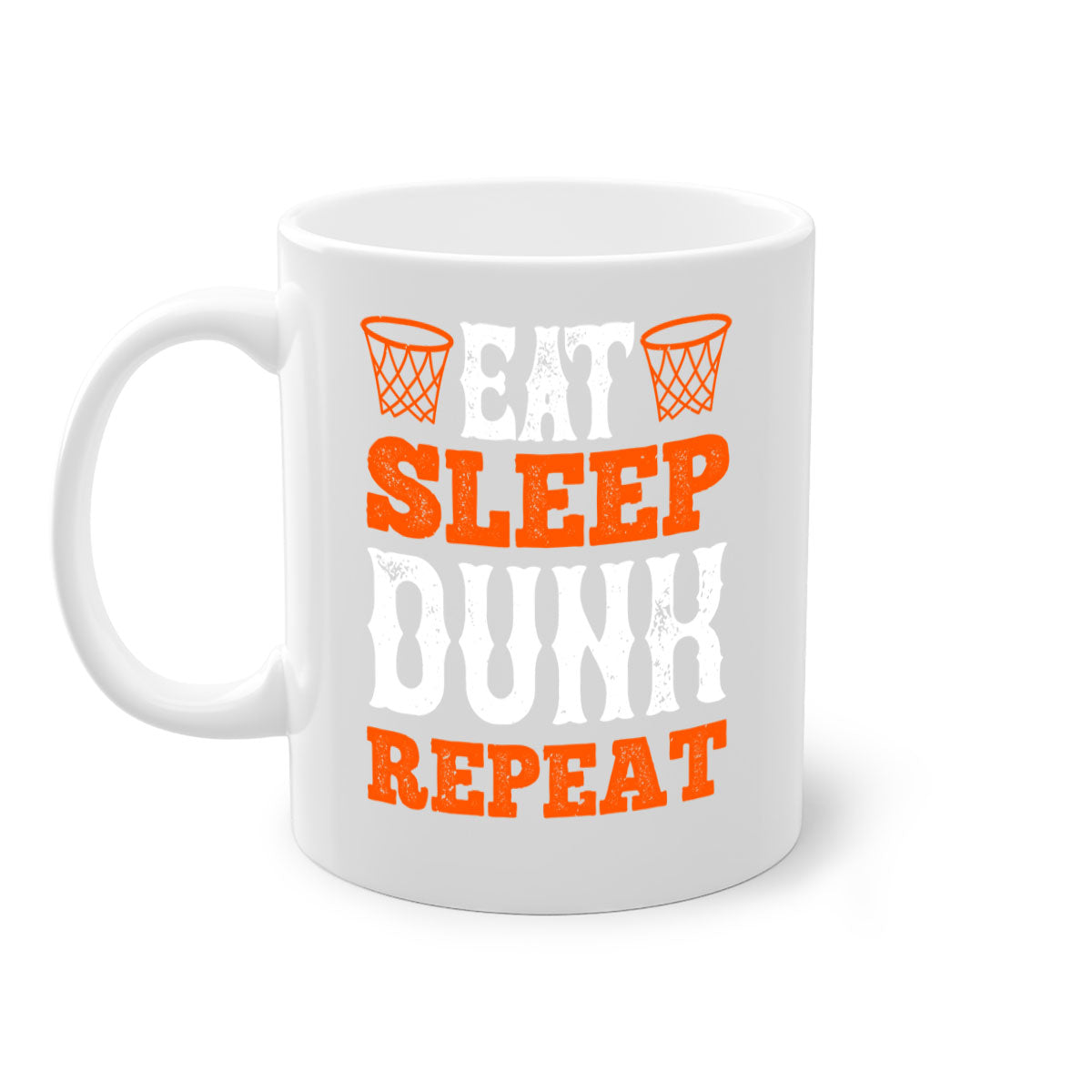 Eat Sleep Dunk Repeat 1283# Mug with colorful handle and interior, showcasing a glossy finish, perfect for basketball fans.