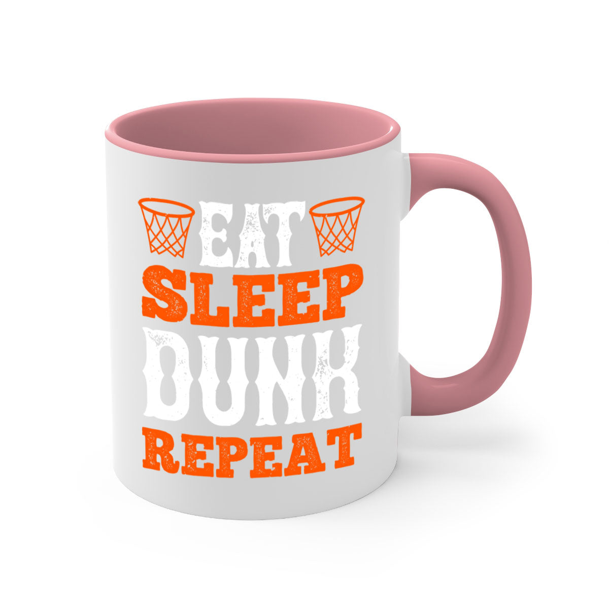 Eat Sleep Dunk Repeat 1283# Mug with colorful handle and interior, showcasing a glossy finish, perfect for basketball fans.