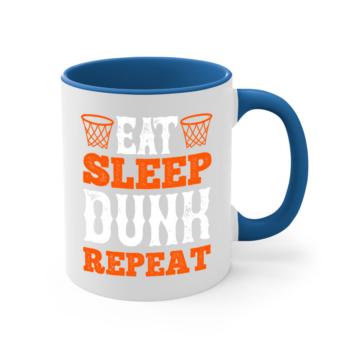 Eat Sleep Dunk Repeat 1283# Mug with colorful handle and interior, showcasing a glossy finish, perfect for basketball fans.