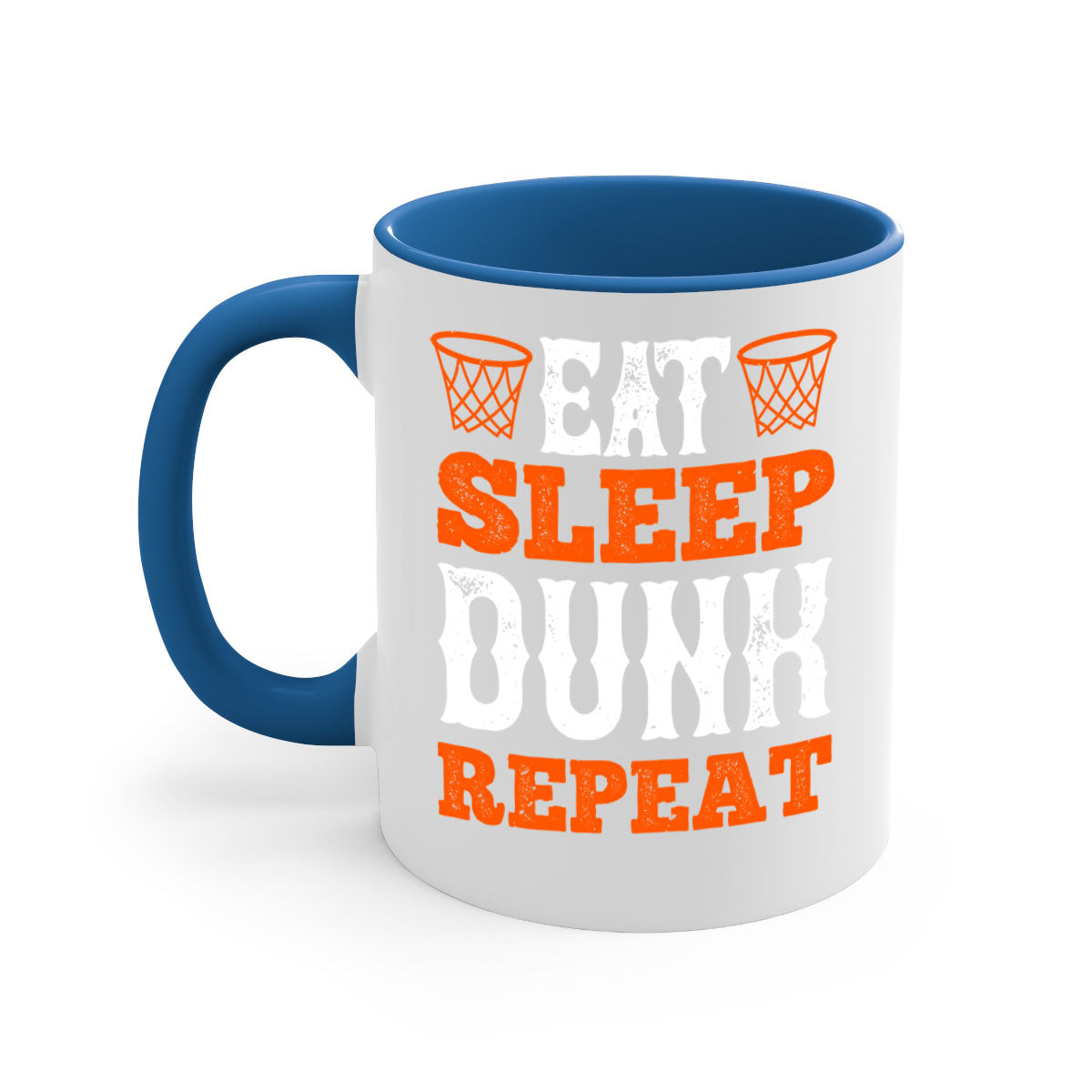 Eat Sleep Dunk Repeat 1283# Mug with colorful handle and interior, showcasing a glossy finish, perfect for basketball fans.