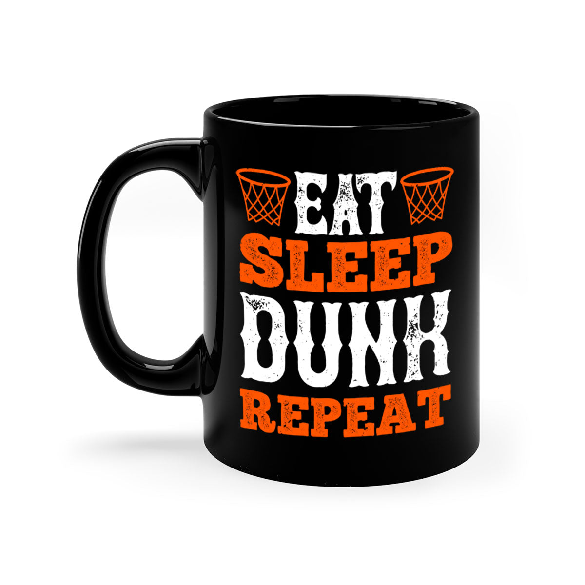 Eat Sleep Dunk Repeat 1283# Mug with colorful handle and interior, showcasing a glossy finish, perfect for basketball fans.