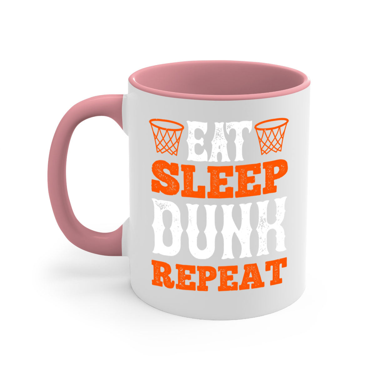 Eat Sleep Dunk Repeat 1283# Mug with colorful handle and interior, showcasing a glossy finish, perfect for basketball fans.