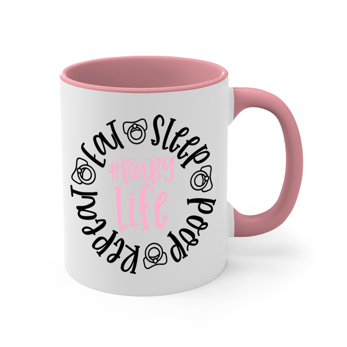 Eat Sleep Poop Repeat BabyLife Style 97# Mug with colorful handle and glossy finish, perfect for coffee and tea.