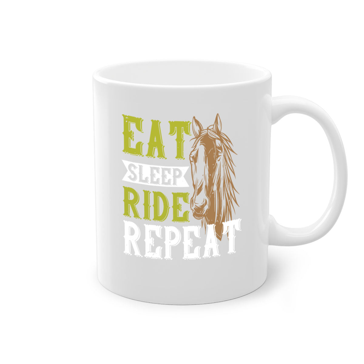 Eat Sleep Ride Repeat Style 7# Mug with a glossy finish and colored handle, available in multiple colors.